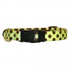 Medium 1" Green & Brown Polka Dog Collar