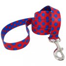 Medium Red & Royal Blue Polka Dog Leash