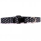 Medium 1" Black Polka Dog Collar