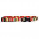 Small Holiday Stripes Dog Collar