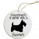 Scottish Terrier Ceramic Christmas Ornament