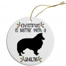 Shetland Sheepdog Ceramic Christmas Ornament