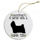 Shih Tzu Ceramic Christmas Ornament