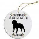 Staffordshire Bull Terrier Ceramic Christmas Ornament