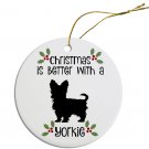 Yorkshire Terrier Ceramic Christmas Ornament
