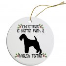 Welsh Terrier Ceramic Christmas Ornament