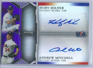 2011 Bowman Sterling Dual Autographs Purple Refractors #MM Hoby Milner/Andrew Mitchell