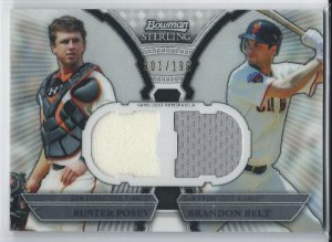 2011 Bowman Sterling Dual Relics #PB Buster Posey/Brandon Belt # 001/196