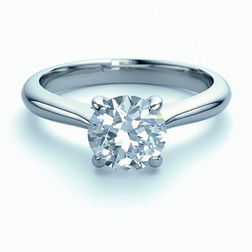 D/VVS Round Diamond Domino Solitaire Engagement Ring