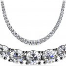 Certified 10.60Ct  Graduated Diamond Tennis Necklace,18K White Gold