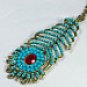 vintage beautiful peacock feathers charm necklace, made with blue beads and red crystal,harry potter