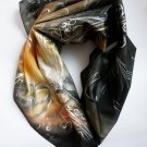 Hand painted natural Womens silk scarf Cosmoss FREE SHIPPING