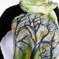 Hand painted Womens silk scarf Trees in the spring FREE SHIPPING