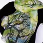 Hand painted Womens silk scarf Trees in the spring FREE SHIPPING