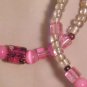 Pink Beaded Hoop Earrings