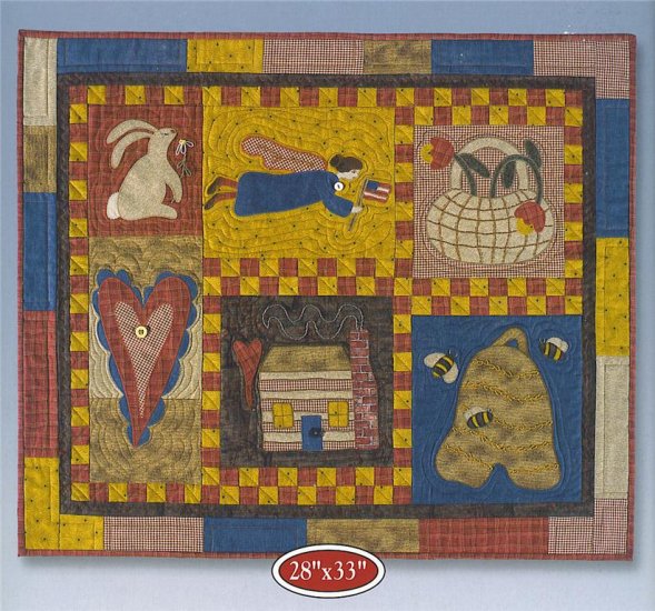 Folk Art Sampler Quilt Kit Complete Includes Fabric, Patterns and