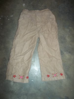 Brown Pants Elastic Waist Size 2T with Embroidered Legs