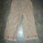 Brown Pants Elastic Waist Size 2T with Embroidered Legs