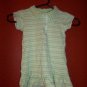 Kid Connection Polo Type Dress Green Striped with Ruffle Size 3T