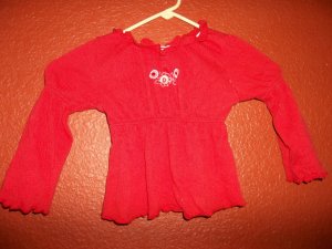 Little Lindsay Red Peasant Blouse with Embroidery Size 2T