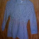 Motherhood Maternity Blouse Grey Striped Size L