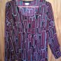 TM Style Maternity Blouse Red White and Black Patterened Size Large