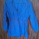 Tomorrows Mother Maternity Blouse Blue Striped Size Large
