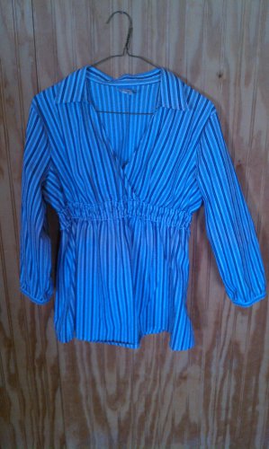 Tomorrows Mother Maternity Blouse Blue Striped Size Large