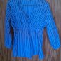 Tomorrows Mother Maternity Blouse Blue Striped Size Large