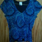 Old Navy Blouse Blue Paisley Print Size L