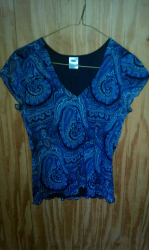 Old Navy Blouse Blue Paisley Print Size L