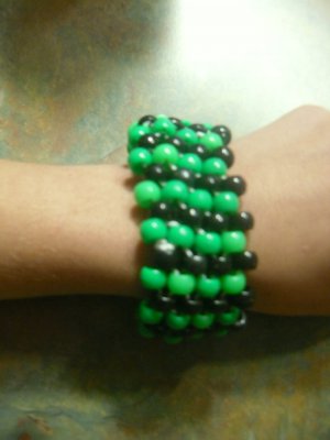 Green and Black Kandi Cuff