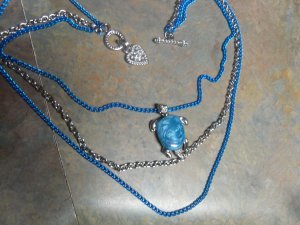 Sea Turtle 3 tier Necklace Blue