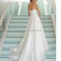 A-line Thin Straps White Chantilly Lace Wedding Dress Classic V-neck Ivory Bridal Gown