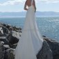 A-line One Shoulder White Chiffon Wedding Pleated Empire Waist Beach Bridal Gown