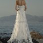 A-line Halter White Ivory Chantilly Lace Wedding Dress Custom Design Bridal Gown