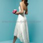 A-line Strapless White Chiffon Short Wedding Dress Lace High Front Low Back Hi-lo Bridal Gown