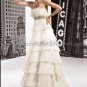 2012 Strapless White Ivory Organza Wedding Dress Cascading Ruffles Empire Waist Bridal Ball Gown