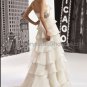 2012 Strapless White Ivory Organza Wedding Dress Cascading Ruffles Empire Waist Bridal Ball Gown