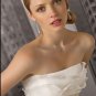 2012 Strapless White Ivory Organza Wedding Dress Cascading Ruffles Empire Waist Bridal Ball Gown