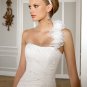 2012 Strpless White Taffeta Wedding Dress Cascading Ruffles Mermaid One Shoulder Bridal Ball Gown