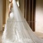 2012 Thin Straps White Organza Wedding Dress Cascading Ruffles Mermaid V-neck Bridal Ball Gown