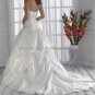 A-line Halter V-neck White Satin Wedding Dress Silver Embroidery Pleated Jeweled Bridal Ball Gown