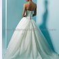 A-line Strapless White Organza Satin Edge Wedding Dress Embroidery Bridal Ball Gown