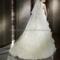2012 A-line One Shoulder White Organza Wedding Dress Draped Tassels Bridal Ball Gown