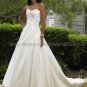 A-line Strapless White Tffeta Wedding Dress Sz 6 10 12 14 8 Black Lace Edge Bridal Ball Gown