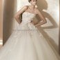 A-line Strapless White Organza Applique Wedding Dress Sz 6 10 12 14 8 Bridal Ball Gown