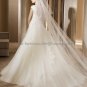A-line Cap Sleeves White Organza Applique Wedding Dress Sz 6 10 12 14 8 Bridal Ball Gown