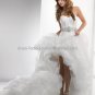 2012 A-line Strapless White Organza Wedding Dress Pleated Hi-lo Red Pink Black Bridal Prom Gown