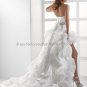 2012 A-line Strapless White Organza Wedding Dress Pleated Hi-lo Red Pink Black Bridal Prom Gown